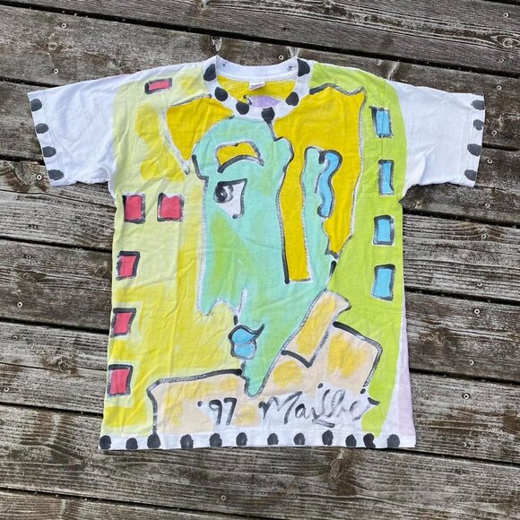 Vintage VTG 90’s Miles Maillie Single Stitch AOP T-Shirt - Picture 1 of 8